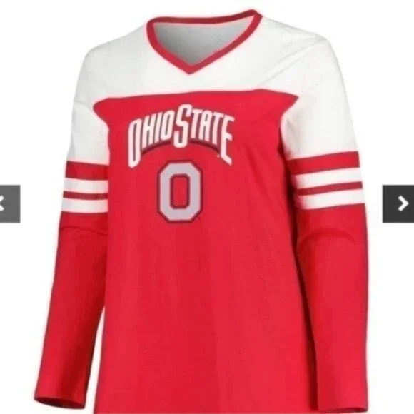 NWT Profile Varsity Ohio State Buckeyes Long Sleeve Stripe V-Neck T-Shirt 2X - Picture 2 of 3